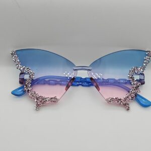 Rhinestone Rim Butterfly Rimless Party Sunglasses Multicolor Gradient Lens Festival Birthday Photoshoot Decorative Eyewear