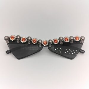 Top Rim Multicolor Rhinestone Flat Top Party Sunglasses UV Protection Music Festival Rave Photo Props Decorative Eyewear
