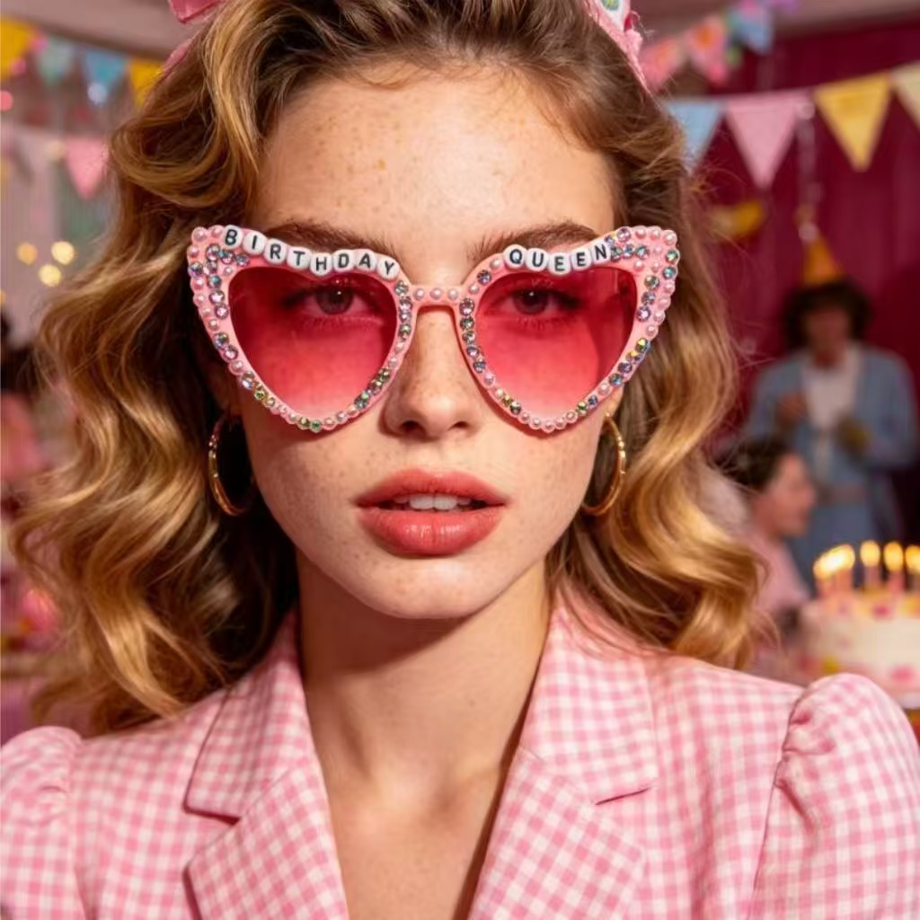 Pastel Rhinestone Edge Heart Sunglasses Pink Series UV Protection Bachelorette Birthday Bridal Party Photo Eyewear 1 Pastel Rhinestone Edge Heart Sunglasses Pink Series UV Protection Bachelorette Birthday Bridal Party Photo Eyewear